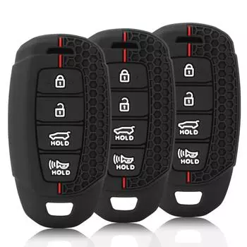 Силиконовый чехол для автомобильного ключа с полным покрытием для Hyundai Santa I30 IX35 Encino KONA Solaris Azera Grandeur Elantra Accent Fe чёрный
