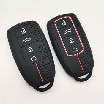 Силиконовый чехол для автомобильного ключа с сотовым узором для Chery Tiggo - прямой источник blue white line чёрный/синий