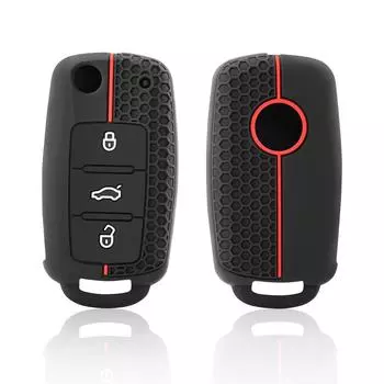Силиконовый чехол для автомобильного ключа, защитная сумка для ключей VW Volkswagen Polo Tiguan Passat Golf Jetta Lavida Skoda Octavia чёрный