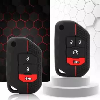 Силиконовый чехол для автомобильного ключа, защитный чехол, резиновый держатель для сумки для Jeep Wrangler JL JLU 2018 2019, аксессуары для брелока чёрный