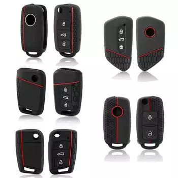 Силиконовый чехол для автомобильного ключа защитный чехол для Volkswagen VW Skoda Seat Shell Fob автоаксессуары чёрный
