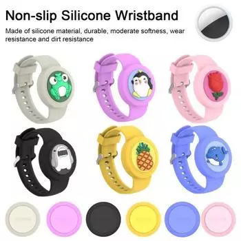 Силиконовый чехол для браслета, анти-потерянный держатель локатора, прочный защитный чехол, ремешок для часов Apple Airtag чёрный