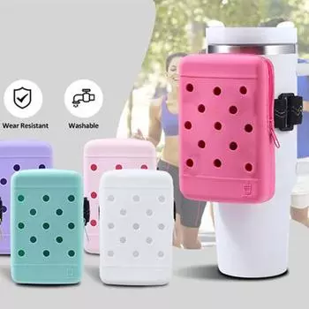 Силиконовый чехол для бутылки с водой, сумка-тумблер большой емкости, регулируемый нескользящий держатель для телефона белый