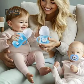 Силиконовый чехол для бутылочки с ручкой, изолированный чехол для стеклянных бутылочек объемом 4/8 унции, защита от падений, противоударный держатель для детской бутылочки S зелёный