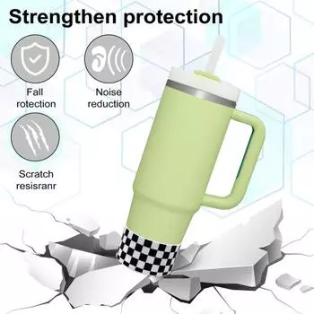 Силиконовый чехол для чашки для гидрофляги для простого современного стакана с клетчатым узором, защитный аксессуар для ботинок, чехол для багажника без бисфенола-А на 12–40 унций для улицы A