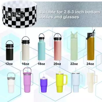 Силиконовый чехол для чашки для гидрофляги для простого современного стакана с клетчатым узором, защитный аксессуар для ботинок, чехол для багажника без бисфенола-А на 12–40 унций для улицы A