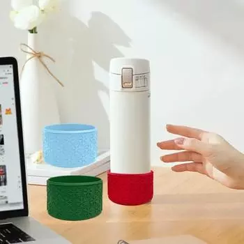 Силиконовый чехол для чашки, противоскользящий чехол для кружки, защитный чехол для стакана, зимняя рождественская текстура со снежинками, противоударный чехол для бутылки синий