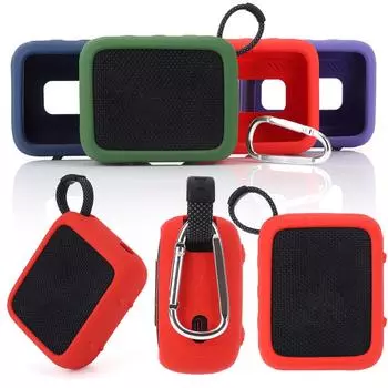 Силиконовый чехол для динамика JBL Go 4, дорожный чехол с карабином, защитный чехол для динамика от царапин зелёный