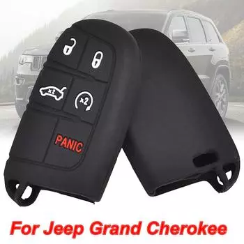 Силиконовый чехол для дистанционного ключа автомобиля для Dodge Ram Charger Journey Durango Jeep Grand Cherokee Chrysler Keyless Fob Shell Holder чёрный