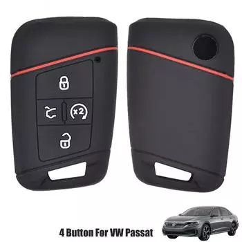 Силиконовый чехол для дистанционного ключа автомобиля для VW Tiguan Passat Golf Alltrack 4 кнопки чёрный