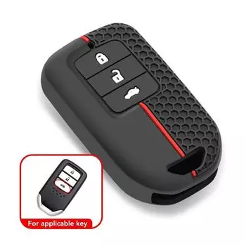 Силиконовый чехол для дистанционного ключа автомобиля Honda Fit Lucky Vezel City Civic Jazz BRV BR-V HRV HR-V Shuttle GP8 Shell Holder Keychain чёрный