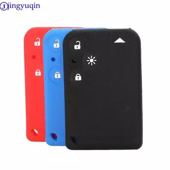 Силиконовый чехол для дистанционного ключа автомобиля jingyuqin для Renault Laguna Espace с 3 кнопками и держателем для карт