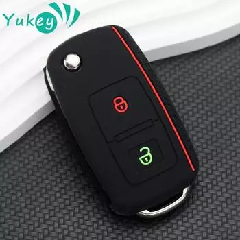 Силиконовый чехол для дистанционного ключа с 2 кнопками для Volkswagen VW Passat B5 B6 B7 Golf POLO Tiguan EOS Scirocco Jetta MK6 Octavia чёрный