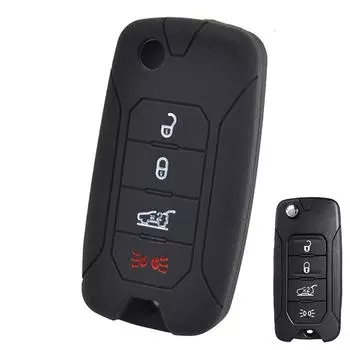 Силиконовый чехол для дистанционного ключа с 4 кнопками для Jeep Renegade 2015 2016 2017 2018 2019 2020 2021, защитный чехол для кожи чёрный