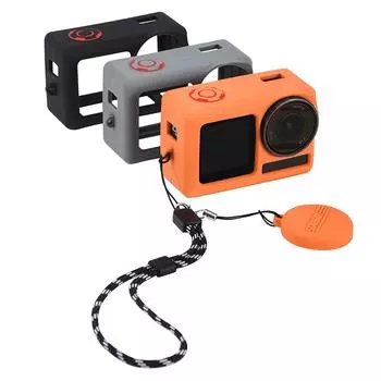 Силиконовый чехол для DJI Action 5 Pro, полный защитный чехол, чехол, полный комплект аксессуаров и защиты, комплект аксессуаров чёрный