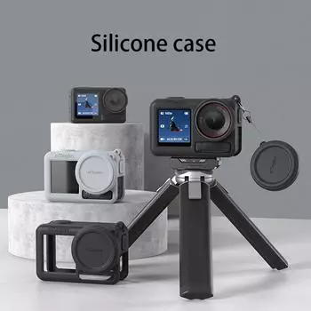 Силиконовый чехол для DJI Osmo Action 5 Pro, силиконовый защитный чехол с крышкой объектива и шнурком для ношения на шее, предотвращающим потерю, аксессуары для камеры