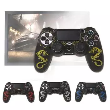 Силиконовый чехол для геймпада с китайскими драконами + 2 колпачка джойстика для контроллера PS4