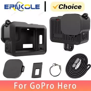 Силиконовый чехол для GoPro Hero 13 12 11 10 9 Боковая крышка аккумулятора и крышки объектива и шнурок для Go Pro Hero Защитные аксессуары
