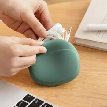 Силиконовый чехол для хранения наушников, компактный дизайн, моющийся, портативный, для хранения кабеля передачи данных хаки