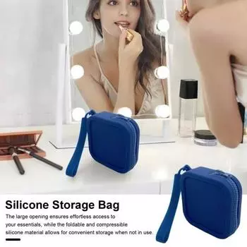 Силиконовый чехол для хранения с ремешком на запястье, квадратная форма, застежка-молния, водонепроницаемый, портативный, для ключей, наушников, помады, карточек, органайзер для мелких предметов фиолетовый