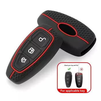Силиконовый чехол для ключа, защитный чехол, брелок для Ford Fiesta Transit Custom Mondeo Kuga 2 Ecosport Focus Mk4, 3 кнопки, складной чёрный