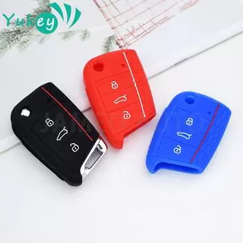 Силиконовый чехол для ключей для VW Polo Golf 7 Tiguan для Skoda Octavia Kodiaq Karoq для SEAT Ateca Leon Ibiza 2016 2017 2018 2019 чёрный