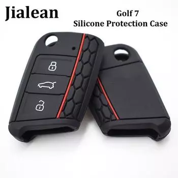 Силиконовый чехол для ключей для VW Polo Golf 7 Tiguan для Skoda для SEAT Ateca Leon Ibiza 2016-2019 чёрный