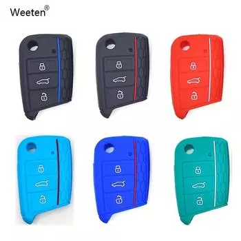 Силиконовый чехол для ключей с 3 кнопками для VW Golf 7 mk7 Skoda Octavia A7 Key Portect Case красный