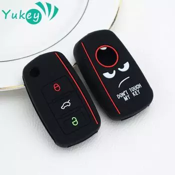 Силиконовый чехол для ключей с 3 кнопками, полная защита, чехол для ключей для VW Volkswagen Polo Tiguan Passat Golf Jetta Lavida Skoda Octavia чёрный