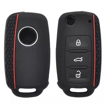 Силиконовый чехол для ключей с дистанционным управлением для SKODA Fabia Octavia Superb для Seat Leon Toledo Altea Ibiza Fob Shell Обложка кожи 3 кнопки чёрный