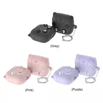 Силиконовый чехол для наушников с карабином для AirPods 4 (2024)(серый)