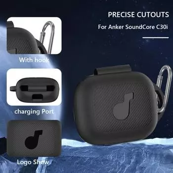 Силиконовый чехол для наушников с карабином, круговая защита на 360 градусов, ударопрочный защитный чехол для зарядки чёрный