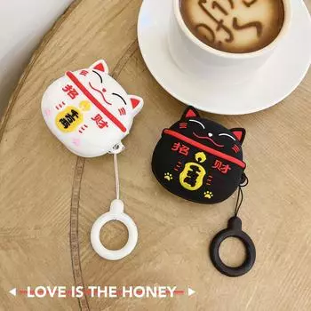 Силиконовый чехол для наушников с милым мультяшным Lucky Cat для Samsung Galaxy Buds 2 Pro Live, чехол для Galaxy Buds2 Pro, полная защита с ремешком for Galaxy Buds Live