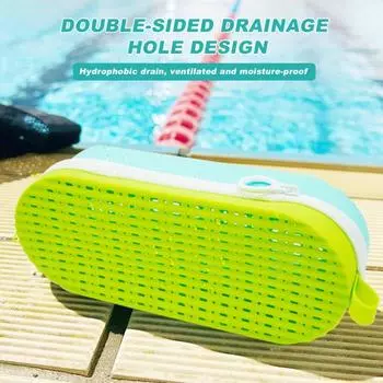 Силиконовый чехол для очков для плавания со сливным отверстием, легкая противоударная защитная коробка для очков для плавания синий