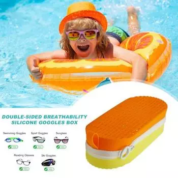 Силиконовый чехол для очков для плавания со сливным отверстием, легкая противоударная защитная коробка для очков для плавания оранжевый