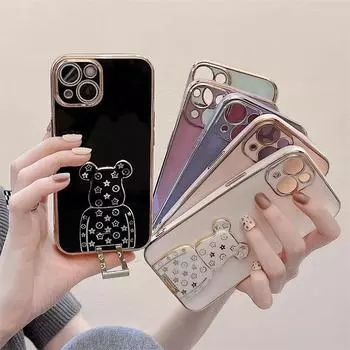 Силиконовый чехол для OnePlus 8T/9 Pro с гальванической подставкой в виде медведя Enjoy 9