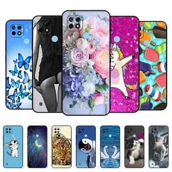 Силиконовый чехол для Realme C21, чехол для телефона OPPO RealmeC21 C 21, 6,5 дюйма, Funda RMX3201, бампер, чехол Etui, мягкий черный чехол из ТПУ For Realme C21