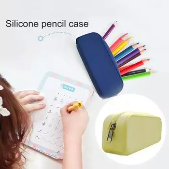 Силиконовый чехол для ручек, вместительный, водонепроницаемый, легко чистится, многофункциональный однотонный держатель для кистей, сумка для хранения синий