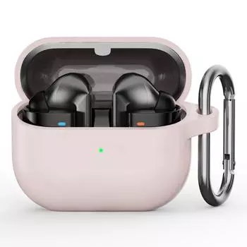 Силиконовый чехол для Samsung Galaxy Buds3 Pro, защитный чехол для наушников с карабином Light Pink