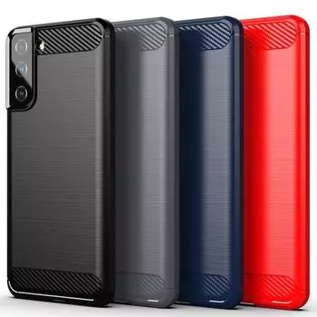 Силиконовый чехол для Samsung S21 Plus Galaxy s21+ Противоударный чехол из углеродного волокна для galaxy S21plus Мягкие матовые чехлы Coque Fundas Galaxy S21 Plus чёрный