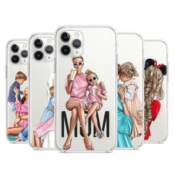 Силиконовый чехол для семьи, мамы, папы и ребенка для Apple IPhone 13 12 Mini 11 Pro XS MAX XR X 8 7 6 6S 5 Plus SE, чехол для телефона iPhone 5 5S
