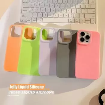 Силиконовый чехол для телефона цвета фруктового сока и конфет для iPhone 15 14 13 12 Promax Liquid Jelly Trendy Full Cover 15promax Cute Simple For iPhone 15 Pro оранжевый