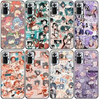 Силиконовый чехол для телефона Genshin Impact Anime для Xiaomi Redmi Note 11 10 9 8 Pro 11T 10T 10S 9S 8T 9 9A 9C 9T черный мягкий чехол Redmi 9