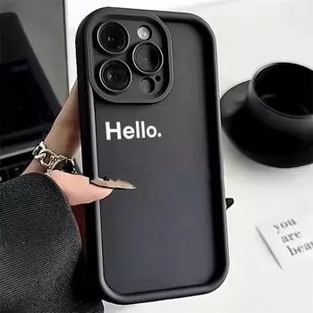 Силиконовый чехол для телефона Hello Fashion Text Art Design для iPhone 15 14 13 12 11 Pro Max XS Max X XR 7 8 15 Plus SE 2020, защита объектива камеры, мягкий чехол iPhone 15 белый