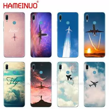 Силиконовый чехол для телефона huawei Y5 Y6 Y7 Y9 PRO PRIME 2019 honor 8s 8a 20 LITE PRO 10i view 20 V20 самолет летящий закат huawei Y7 2019