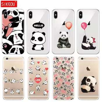 Силиконовый чехол для телефона Iphone 6X8 7 6S 5 5S SE 2020 Plus 10 XR XS 11 pro Max чехол с милым рисунком панды Динггул iphone 5 5S SE