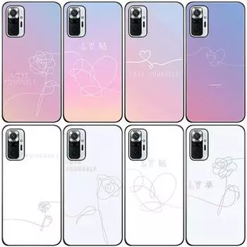 Силиконовый чехол для телефона Love Yourself с цветком для Xiaomi Redmi Note 10 10T 10S 9S 8T 9 8 7 Pro Max 8A 9A 9C 9T, черный мягкий чехол Redmi 8A