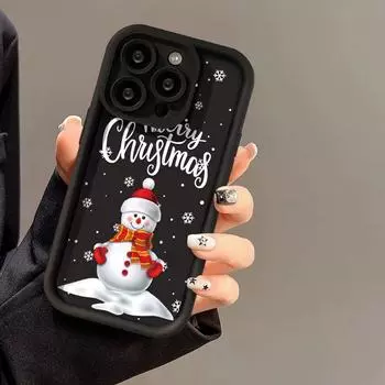 Силиконовый чехол для телефона Merry Christmas Cartoon Snowmen для iPhone 16 15 14 13 12 11 Pro Max XS Max X XR 8 7 Plus SE3, мягкий противоударный бампер, задняя крышка iPhone 15 коричневый
