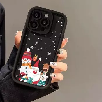 Силиконовый чехол для телефона Merry Christmas Santa Claus Snowman для iPhone 16 15 14 13 12 11 Pro Max XS Max 8 7 Plus X XR SE3 SE, противоударный бампер, задняя крышка iPhone 15 коричневый