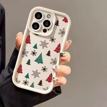 Силиконовый чехол для телефона Merry Christmas Tree Snowflake для iPhone 16 15 14 13 12 11 Pro Max XS Max X XR Cover 8 7 Plus SE3 противоударный бампер задняя крышка iPhone 15 коричневый